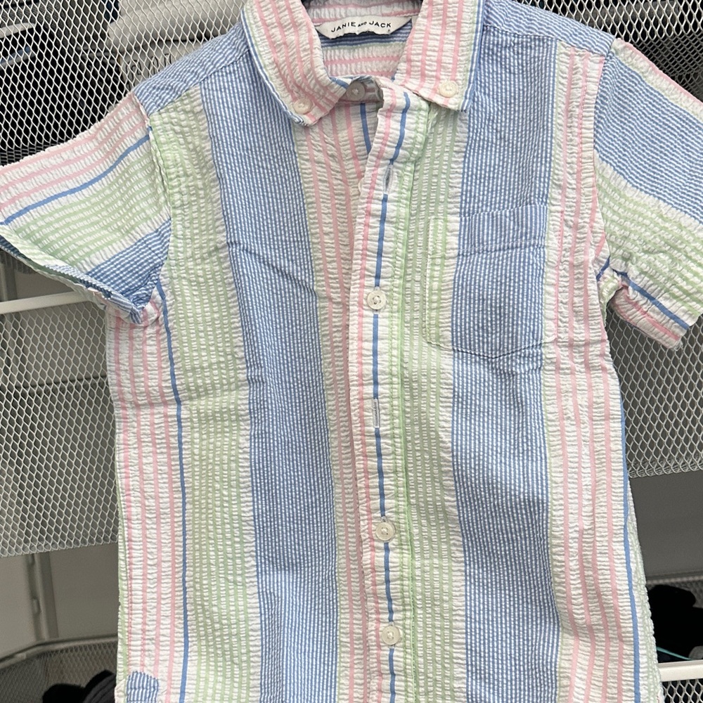 Janie and Jack Pastel Striped Button Down Shirt